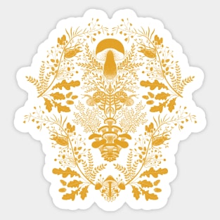 Mushroom forest damask yellow Sticker